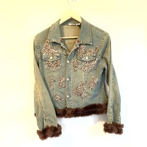 Anthropologie embroidered jean jacket